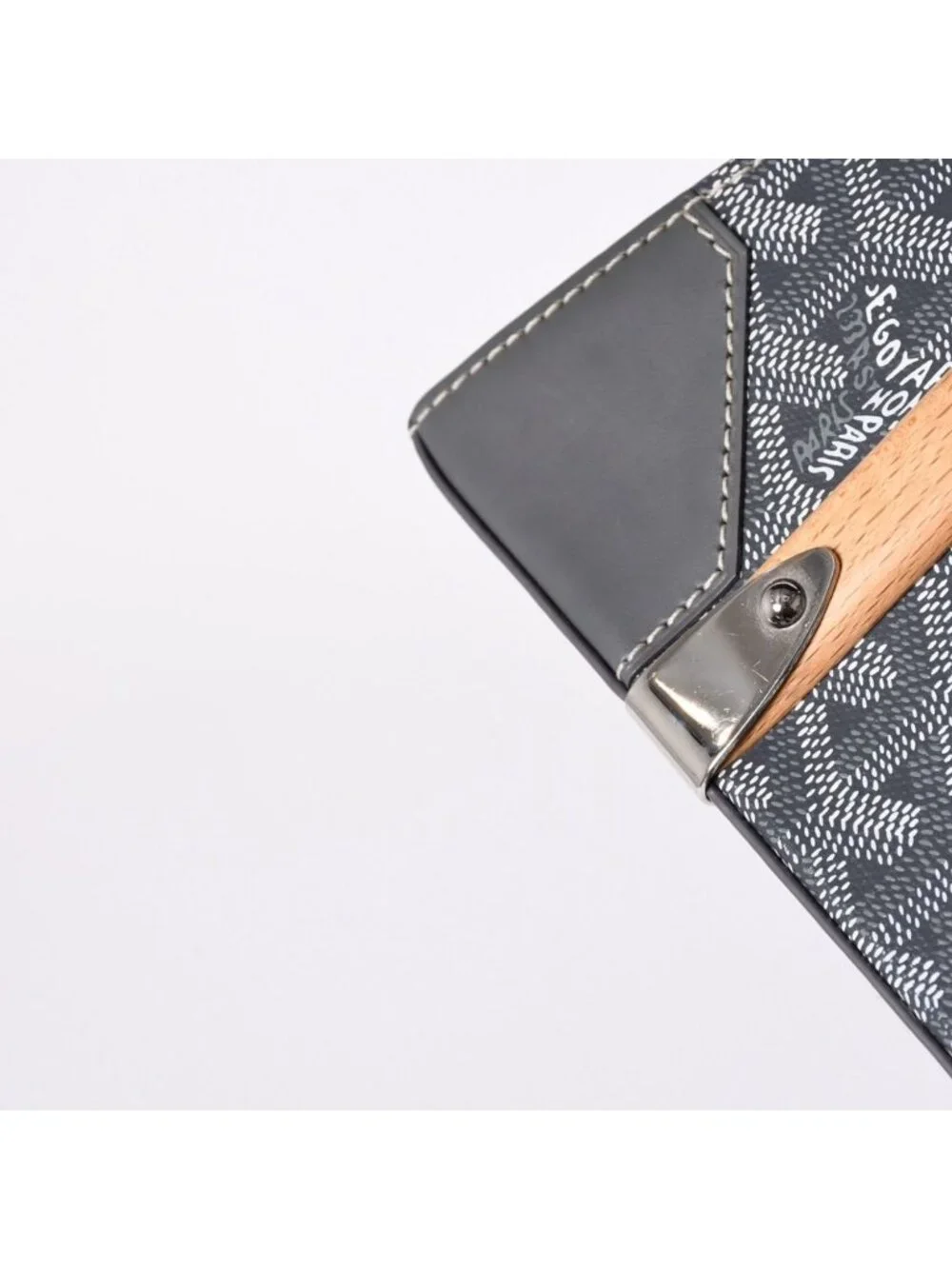 Goyard Saigon PM 2-Way Shoulder Bag Din Canvas Gray Wood